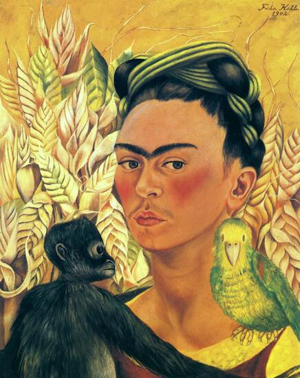Frida-Kahlo, Autorretrato con loro y chango