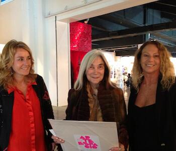 Claudia Lucini junto a María Kodama y Julia Alemán, directora de Arte Espacio 2013
