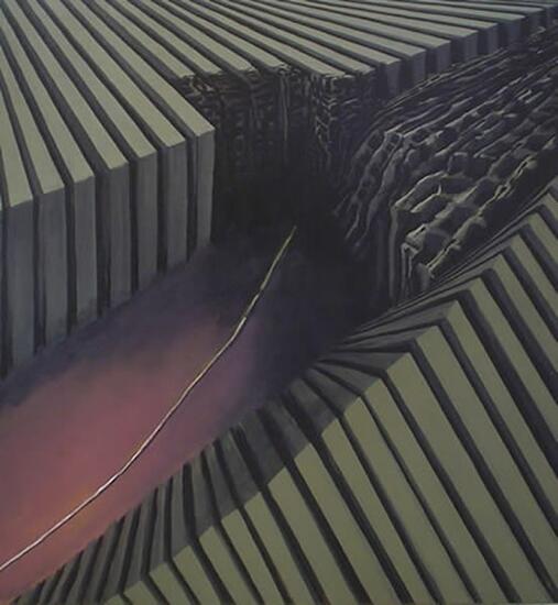 Mario Grinbaum, Ampliando espacios, acrílico sobre tela, 100 x 90 cm, 2001.