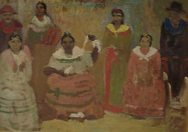 Pedro Figari, Compañía Chazarreta, óleo sobre cartón, 32,5 x 39 cm.