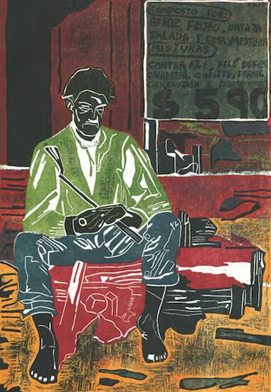 Claudio Caropreso "PF do Caipira", xilografía, 2011, edicion 15 60x40cm.