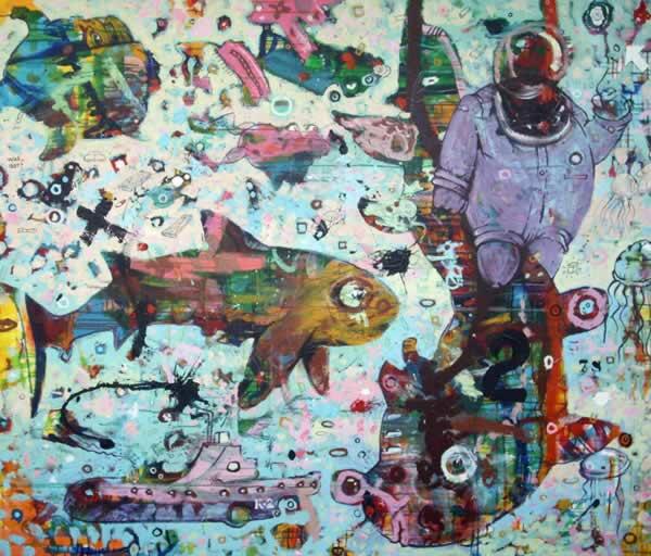 Pedro Cuevas “Peces de ciudad”, 180 x 150 cm, 2010