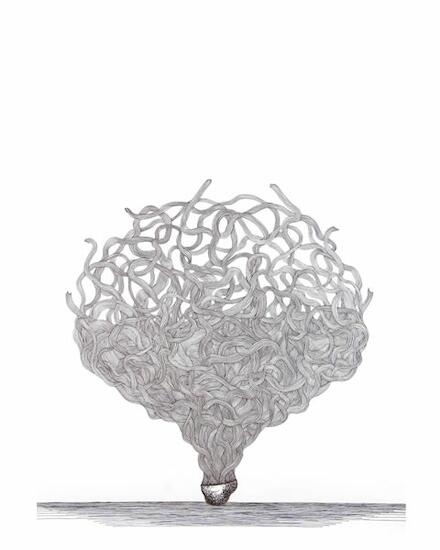 F L -Laura Maravankin De la serie Enarbolados - 100 x 70 cm - Tinta sobre papel.