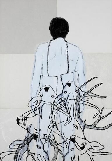Egar Murillo - Mendoza - Collar de ciervos - 115 x 80 tecnica mixta 2011