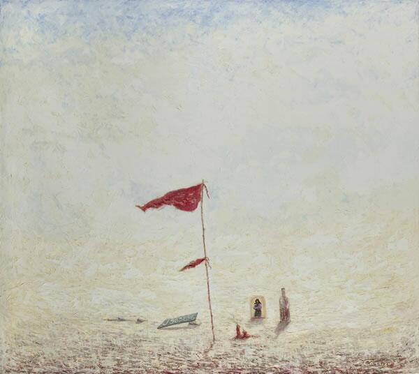 Julio Carrizo - San Juan - la fe teñida de rojo - 160 x 180 - oleo sobre tela 2010