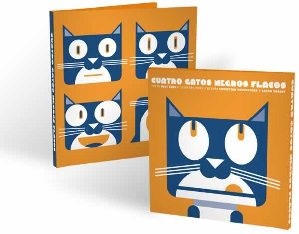 Cuatro gatos negros flacos