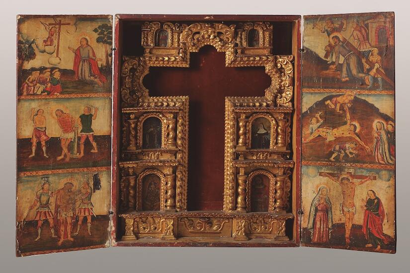 Taller peruano Retablo portátil con escenas de la Pasión (siglo XVIII)