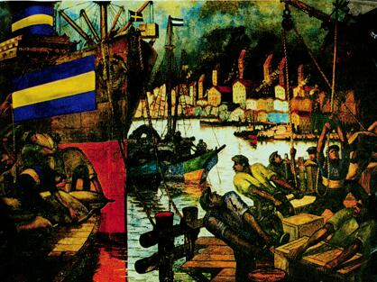 Reproducción del Friso "Creación de la bandera de Boca"