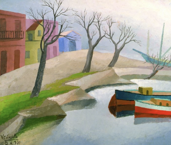 Víctor Cúnsolo (1898-1937). Niebla en la Isla Maciel (1930), óleo sobre cartón, 49,5 x 59,5 cm. COLECCION MUSEO SIVORI
