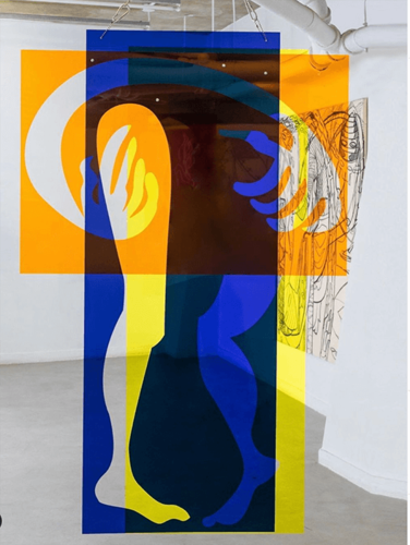 Sibila en la Forma de un Sueño de Enamoramiento de Naranja y Cielos Azules, 2021 Acrylic and hardware 105 x 164.8 cm 