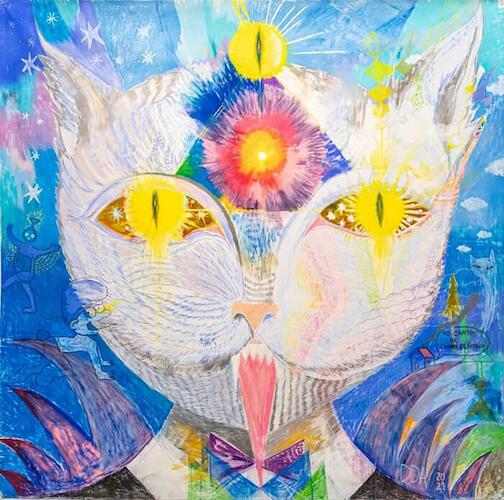 Gato Merlin, 2021 205 x 210 cm Pastel sobre tela U$D 7.000 (consultar)