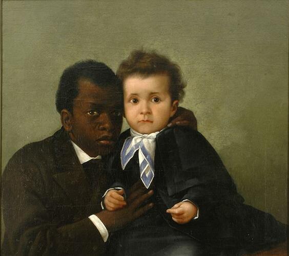 Bernardo Troncoso (1835-1928)  Joven negro con niño blanco (Detalle)