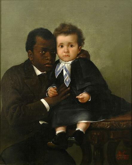 Bernardo Troncoso (1835-1928)  Joven negro con niño blanco 
