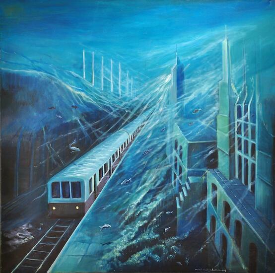 Marcela Sánchez Caballero, Subterráneo, óleo sobre tela, 100 x 100 cm.