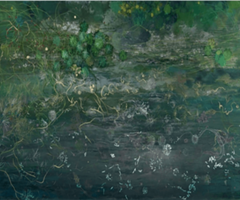 Corriente oceánica, 2012. 2, pastel tiza, pastel óleo, grafito, pasteles y lápices metalizados, 70 x 150 cm