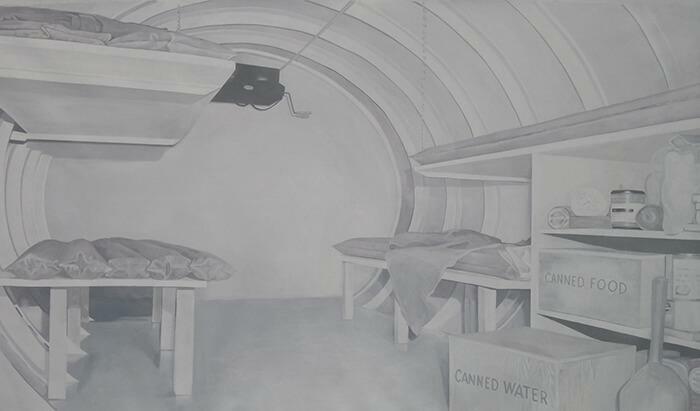 Mercedes Irisarri "Bunker" 2013. Acrílico sobre tela. 95 x 185cm