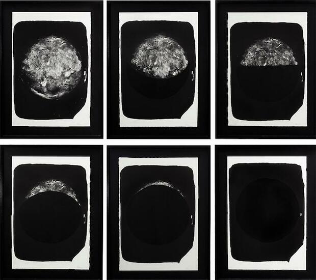 Full Moon. Litografía sobra papel canson Políptico 