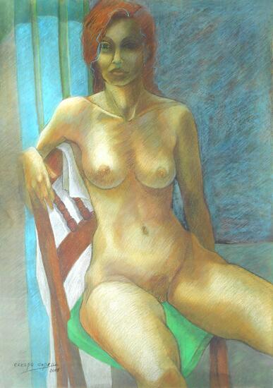 "Delfina y el Almohadón Verde", Pastel