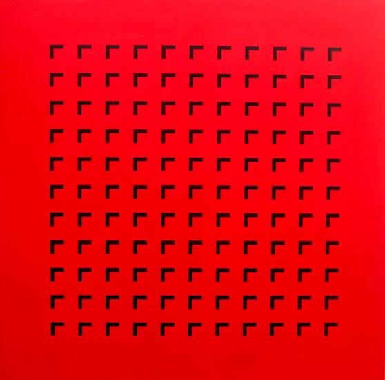 Formas L sobre fondo Rojo