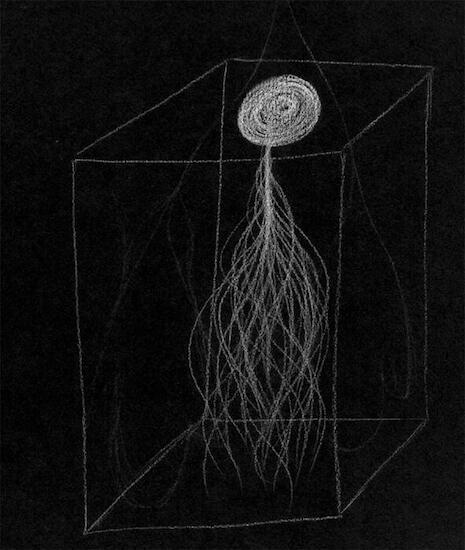 Sin título  Serie Movimientos. Tiza sobre papel negro.