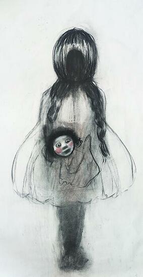 El tÍtere,carbonilla y tiza sobre tela