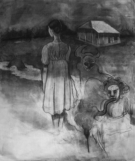 Espíritus, Carbonilla sobre tela