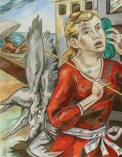 “ La chica de las gaviotas “ ( after Courbet ) Pastel tiza s/ papel 2024 