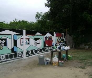 Mural realizado por el grupo en escuela de Polvorines