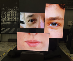 ¿Quién es J. Doe?, obra de la artista posconceptual Isabel Englebert, curada por Ruth Geoffroy y patrocinada por LG, en el hall de ingreso.