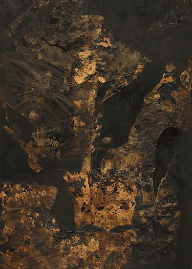 Sin título, Papel, tinta y asfalto sobre madera aglomerada. Colección Museo de Arte Moderno de Buenos Aires