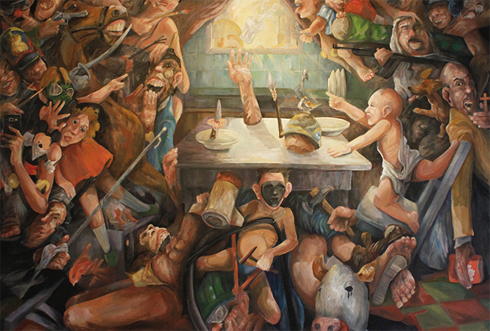 La batalla del vaso de agua. Óleo sobre tela 190 x 200 cm