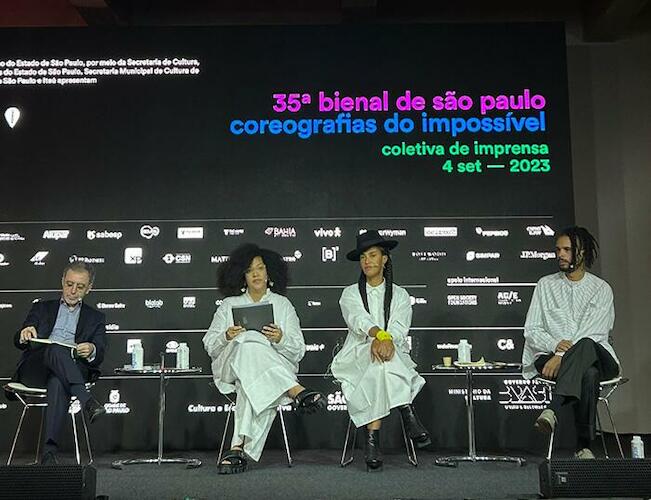 Conferencia de prensa “Coreografías de lo imposible”. Curadores: Manuel Borja Villel, Diane Lima, Grada Kilomba y Hélio Menezes.