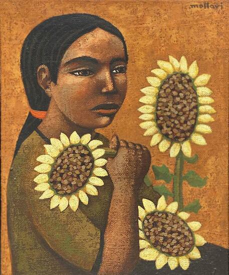 87. Mollari Mario. Mujer con girasoles