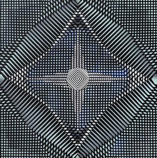La rueda, la cruz y la flor (2021), acrílico sobre tela, 150x150cm