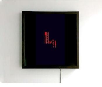 Obra de Diego Alberti Espacios autocomputables" Dispositivo ectrónico A la pared 50x50x4