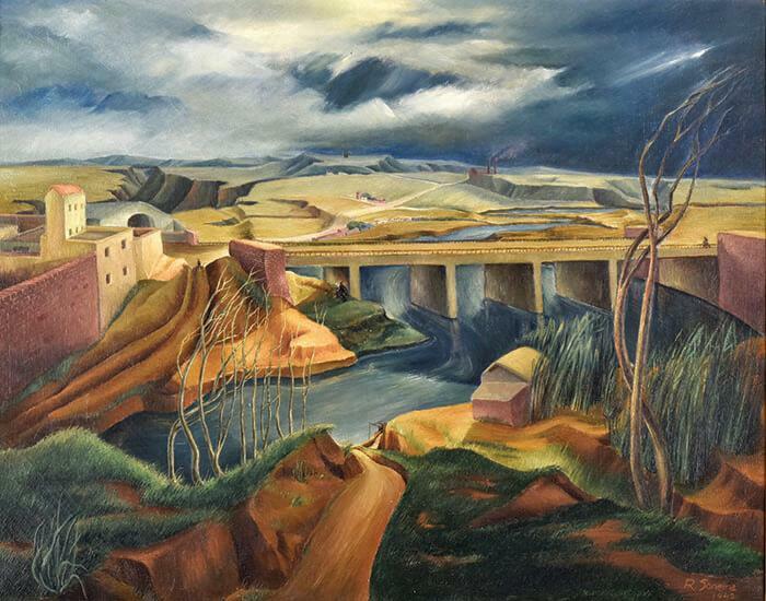 Rosalía Soneira, “Paisaje”, 1942, óleo sobre tela, 73 x 92 cm. Colección Museo Nacional de Bellas Artes.