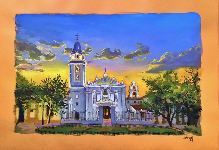 JORMAN. Atardece en el Pilar. Gouache sobre papel francés; 2026