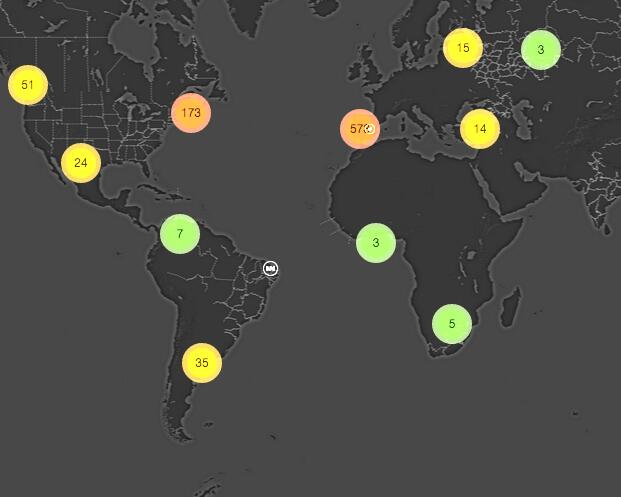 Mapa de la semana de los museos en Twiter