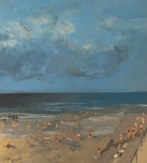Carlos Alonso, "La playa" 1995, 50 x 45 cm.