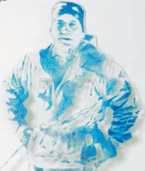 Juan Domingo Perón AP, 2007 Pintura sensible a la humedad sobre acrílico -Detalle 