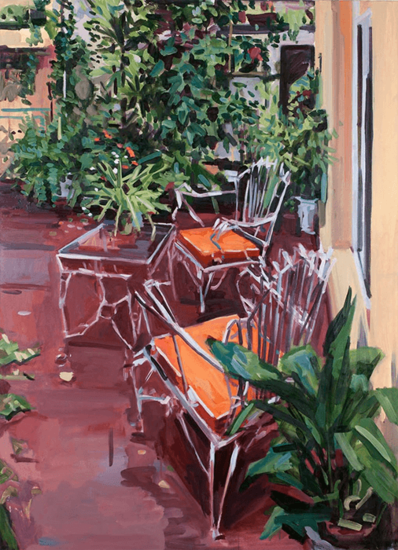 Pablo Noce "Sillas del patio" oleo sobre tela 150 x 100 cm 2012