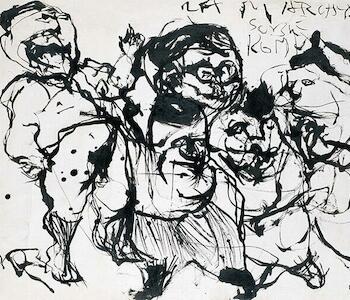 La marcha sobre Roma, Tinta sobre papel, 54 x 73cm, 1962. Colección Familia Noé
