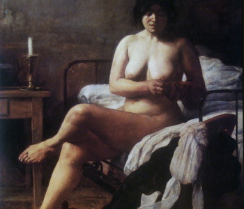 Le lever de la bonne (El despertar de la criada). (1887).  Eduardo Sívori (1847-1918). Escuela Nacional de Artes Decorativas de la Nación, Óleo sobre tela, 198 x 131 x cm. 1887.  Obra exhibida, Inventario #1894