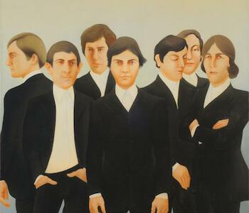 Siete figuras, Autor: Garabito, Ricardo, Fecha: 1971, Técnica: Acrílico, Objeto: Pintura sobre tela, Medidas: 140 x 140 cm. 