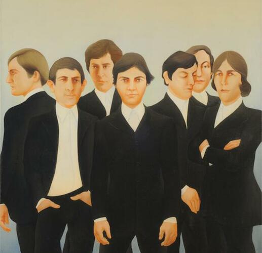 Siete figuras, Autor: Garabito, Ricardo, Fecha: 1971, Técnica: Acrílico, Objeto: Pintura sobre tela, Medidas: 140 x 140 cm. 