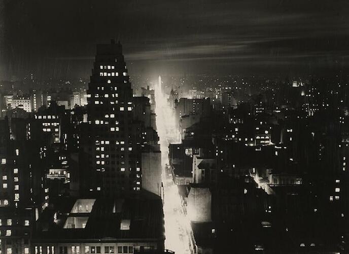 Buenos Aires nocturno, Autor: Coppola, Horacio, Fecha: 1936, Técnica: Fotografía sobre papel, Medidas: 29 x 38 cm. 