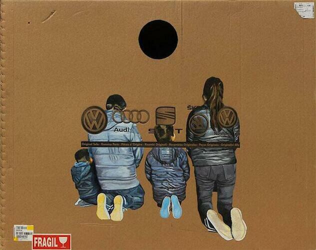  Egar Murillo "El misterio del capitalismo", 2018 Óleo y calado sobre caja de cartón 128,5 x 162 x 20 cm Egar Murillo "El misterio del capitalismo", 2018 Óleo y calado sobre caja de cartón 128,5 x 162 x 20 cm 