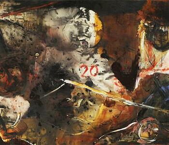Noé, Luis Felipe, Fecha: 1961, Técnica: Óleo, pintura alquitranada sobre tela, Medidas: 115 x 229 cm.