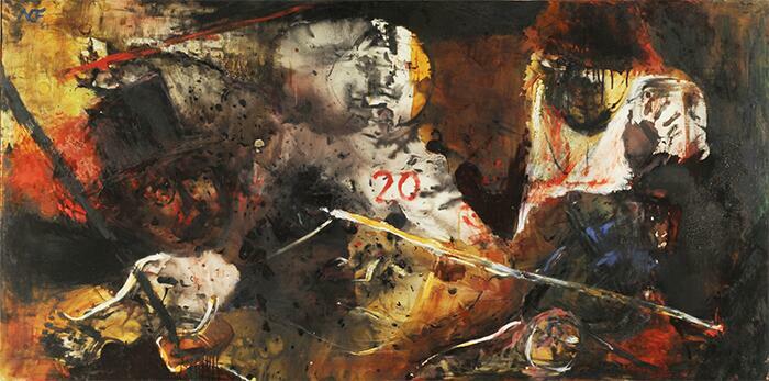 Noé, Luis Felipe, Fecha: 1961, Técnica: Óleo, pintura alquitranada sobre tela, Medidas: 115 x 229 cm.