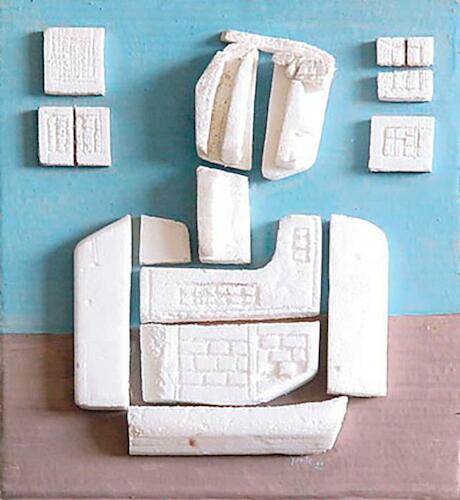 Yente (Eugenia Crenovich), 1982, telgopor y témpera s/cartón corrugado. 53,5 x 47,5 cm. Col. Priv. Ph. CVAA